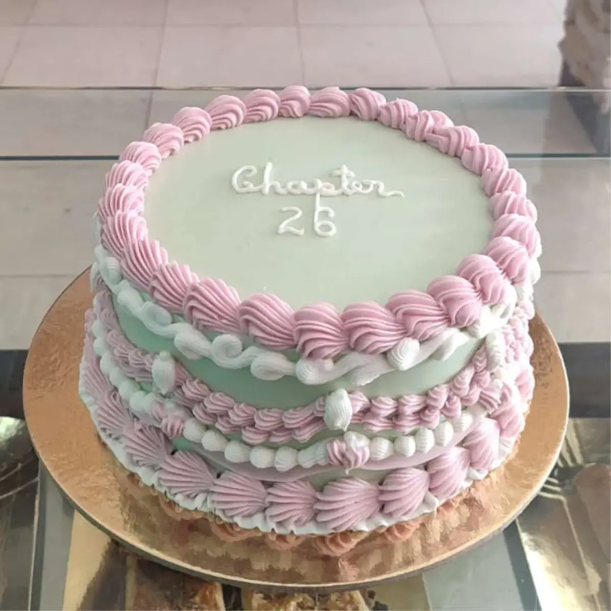 Bolo Vintage Rosa e Verde Menta