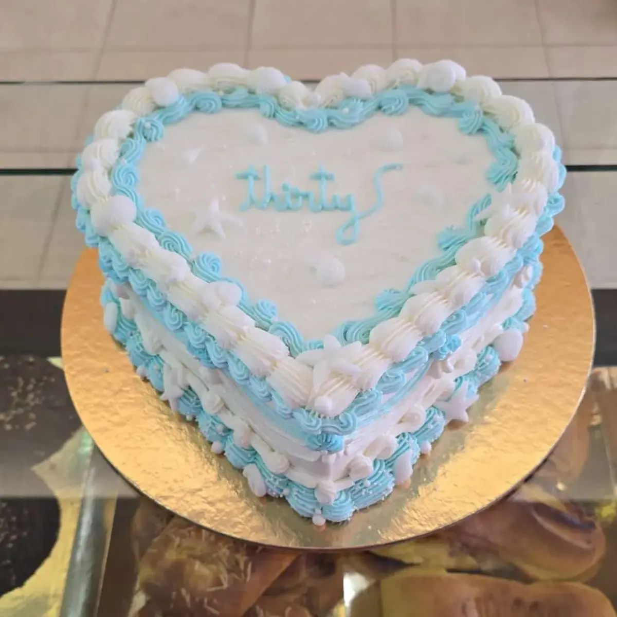 Coração Tema Mar Branco e Azul