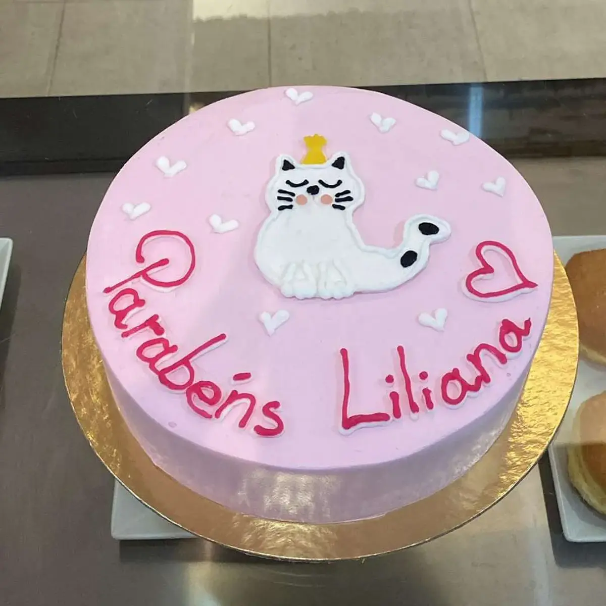 Bolo Rosa com Gatinho