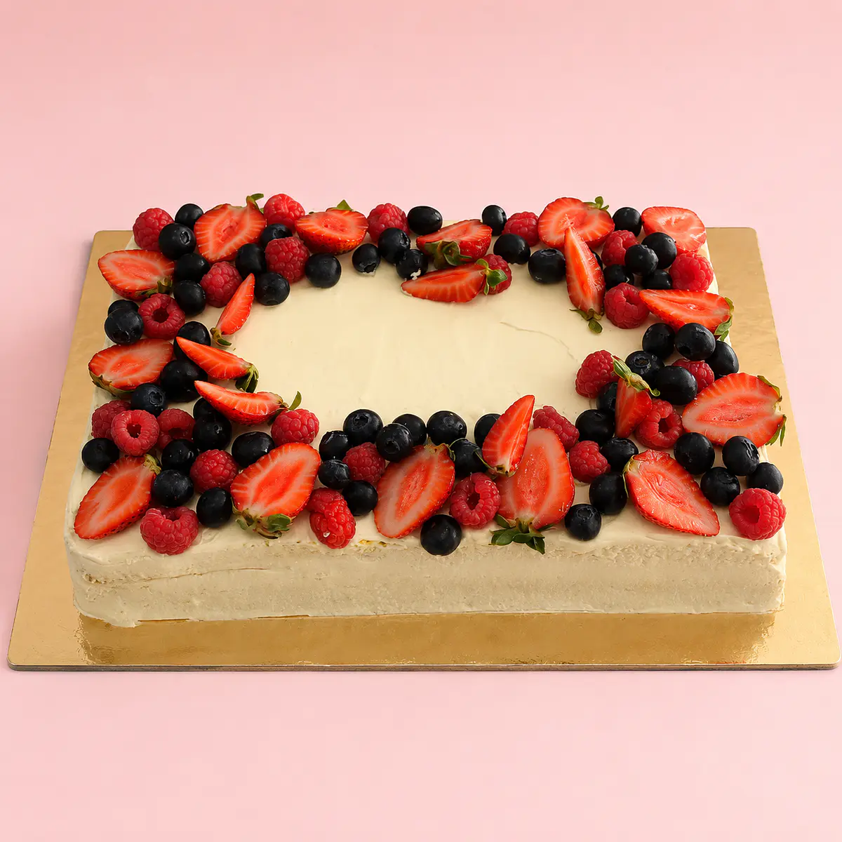 Bolo retangular frutas da época