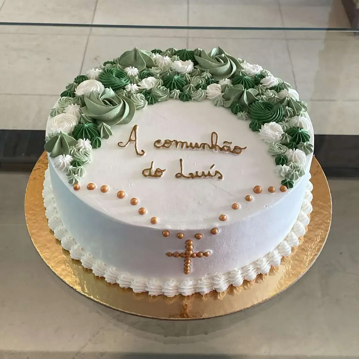 Bolo Comunhão Tons Verde
