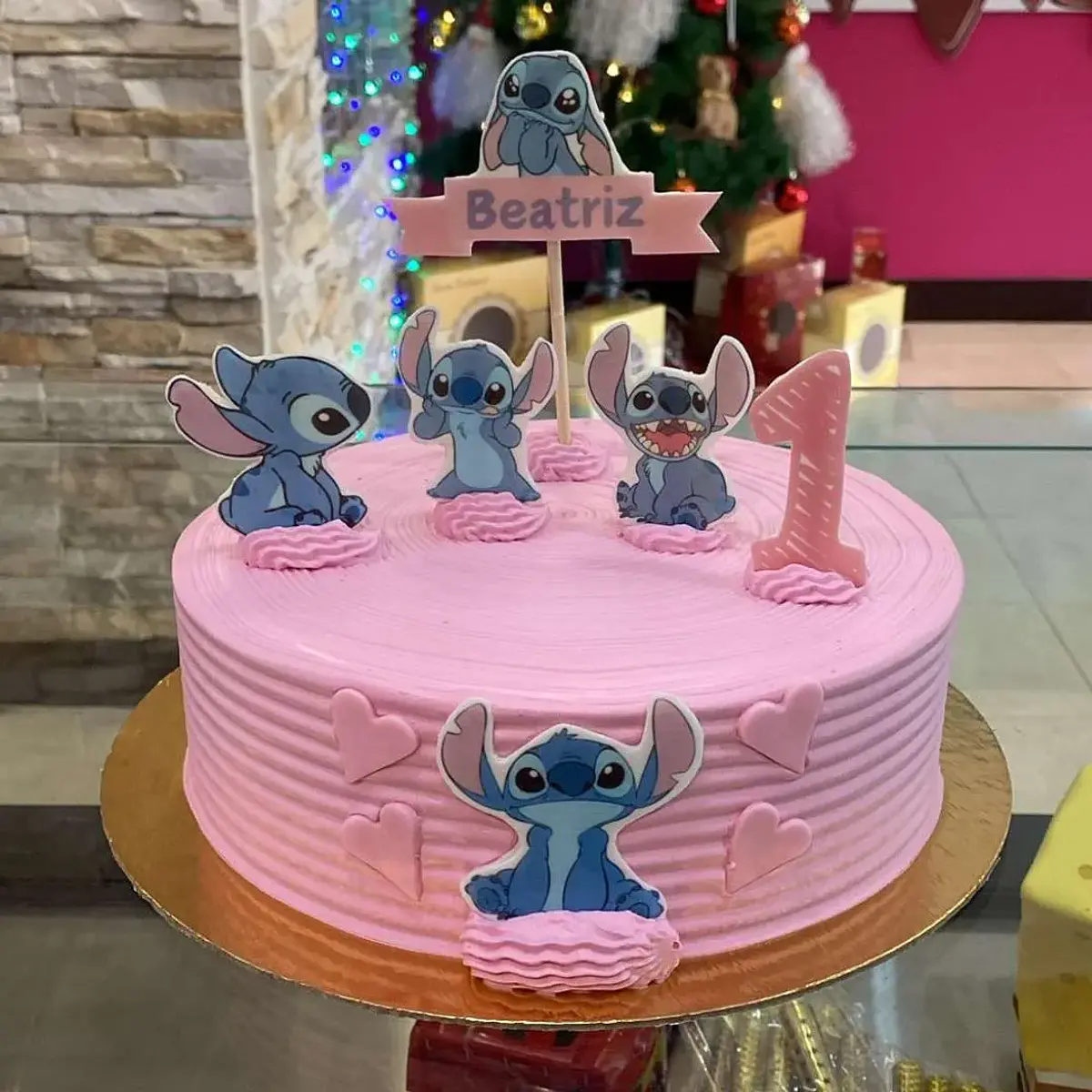 Bolo Stitch Rosa